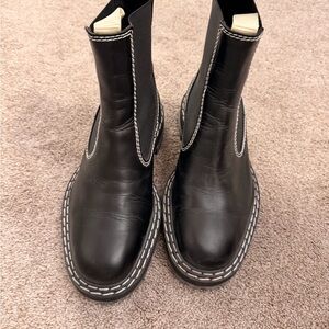 Proenza Schouler Black Leather Boots with Contrast Stitching